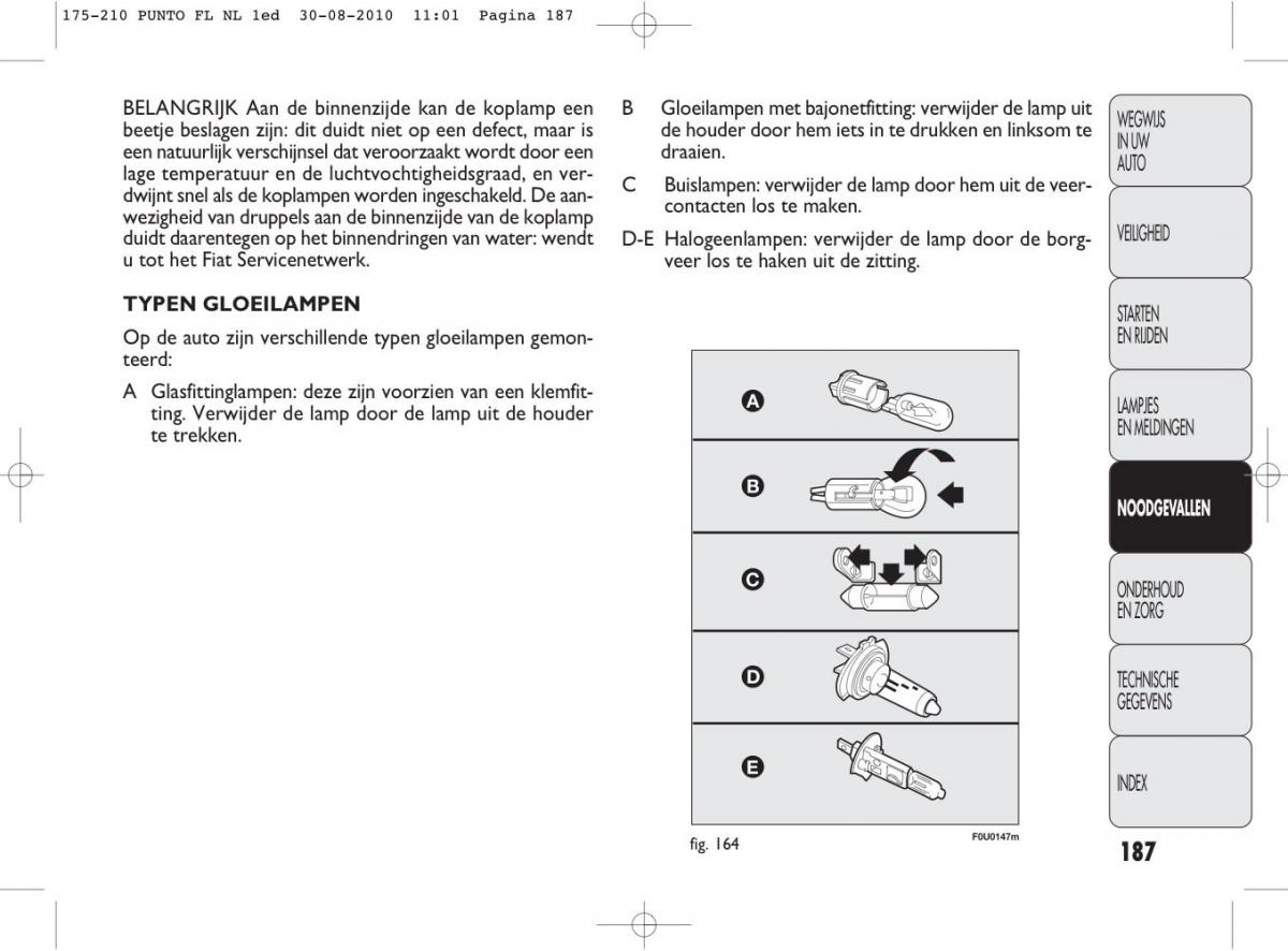 Fiat Punto Evo handleiding / page 189