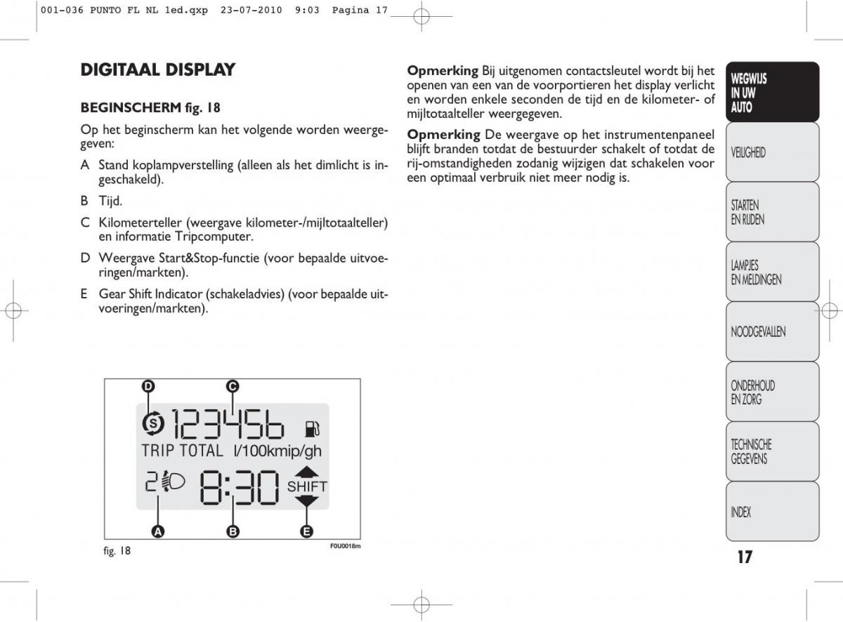 Fiat Punto Evo handleiding / page 19