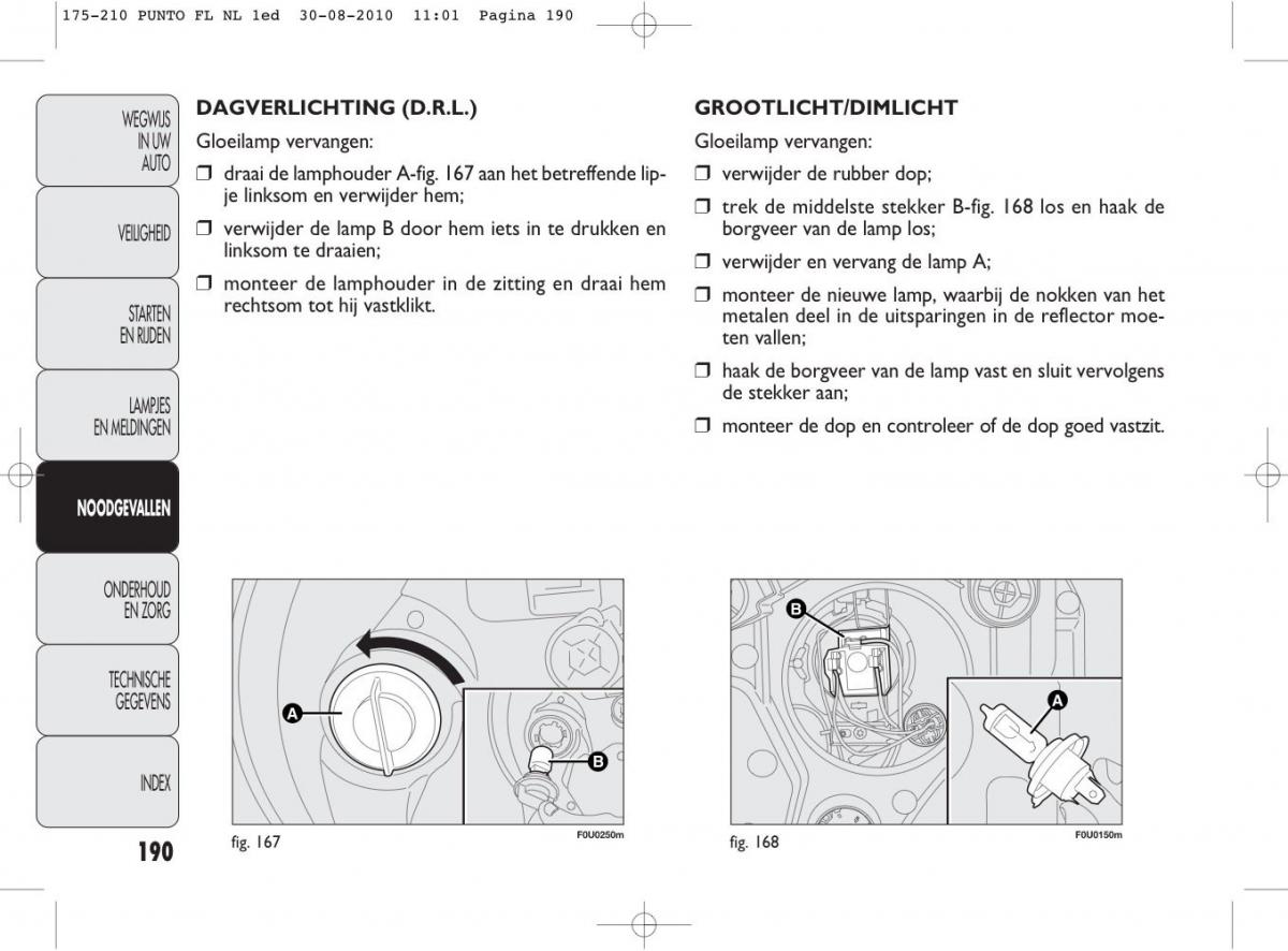 Fiat Punto Evo handleiding / page 192