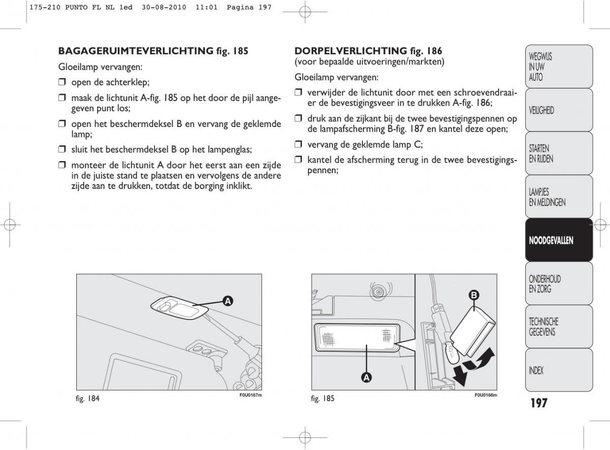 Fiat Punto Evo handleiding / page 199