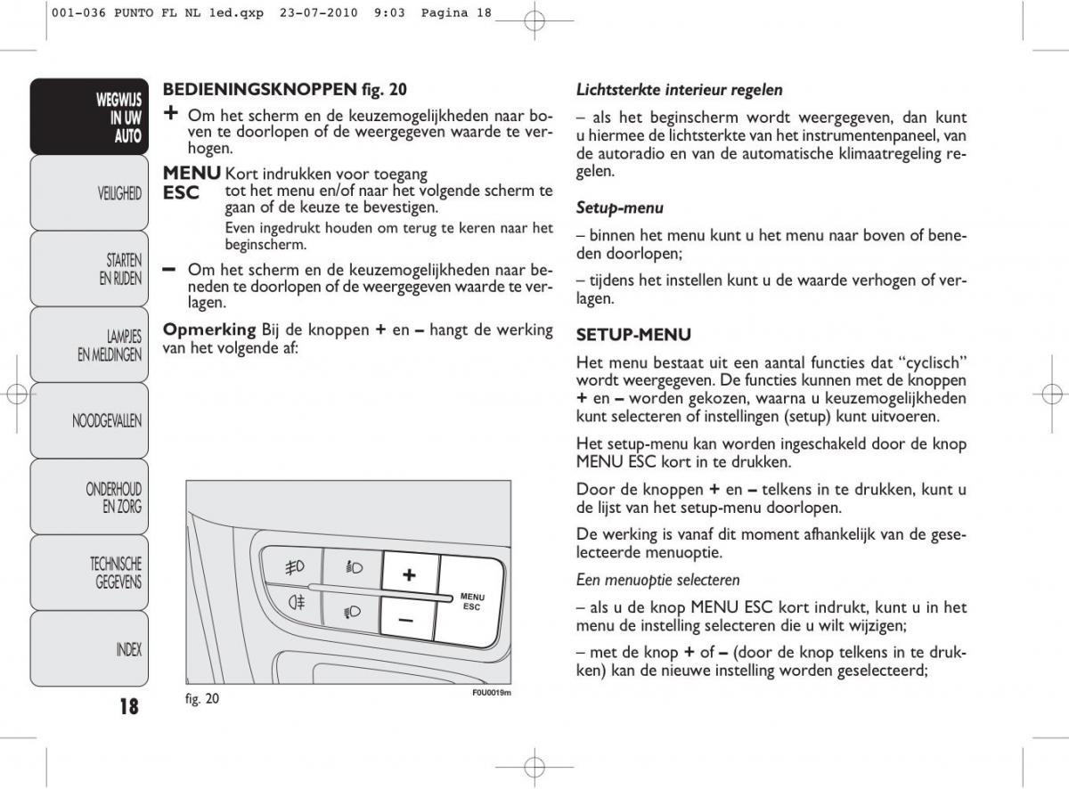 Fiat Punto Evo handleiding / page 20