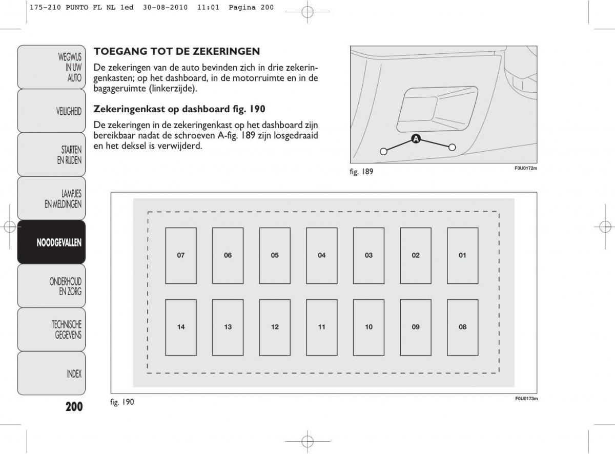 Fiat Punto Evo handleiding / page 202