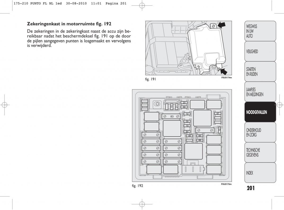 Fiat Punto Evo handleiding / page 203