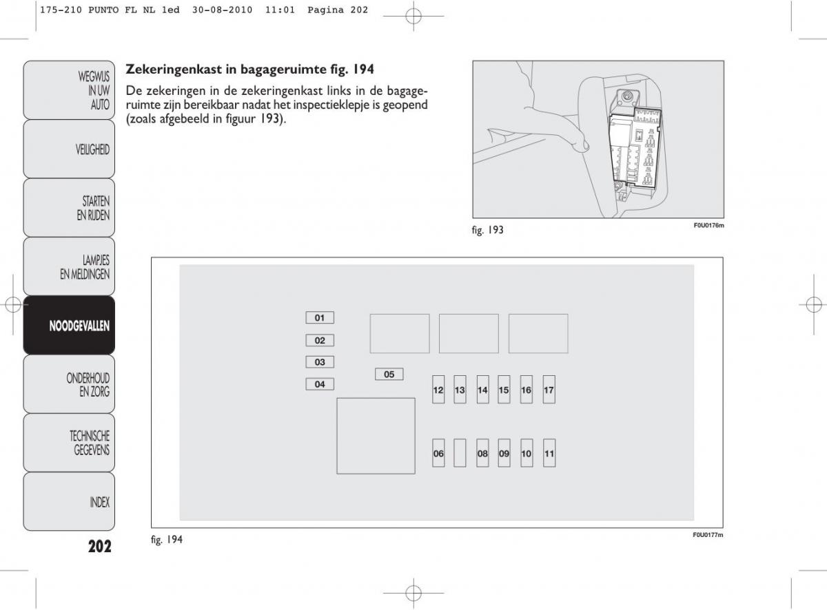 Fiat Punto Evo handleiding / page 204