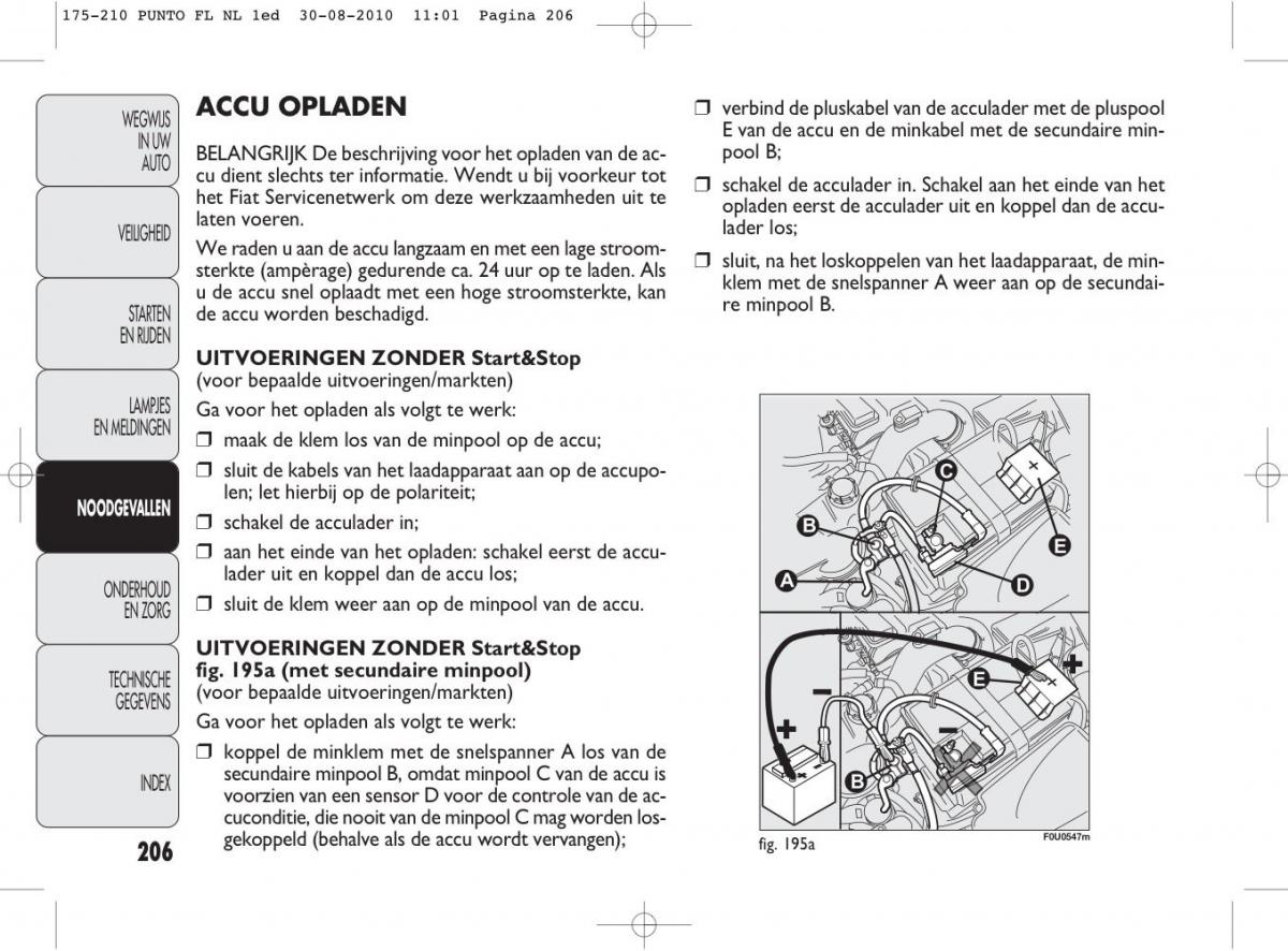 Fiat Punto Evo handleiding / page 208