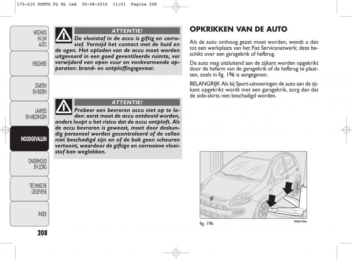 Fiat Punto Evo handleiding / page 210