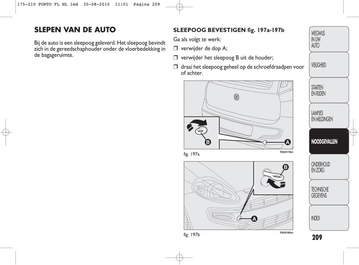 Fiat Punto Evo handleiding / page 211