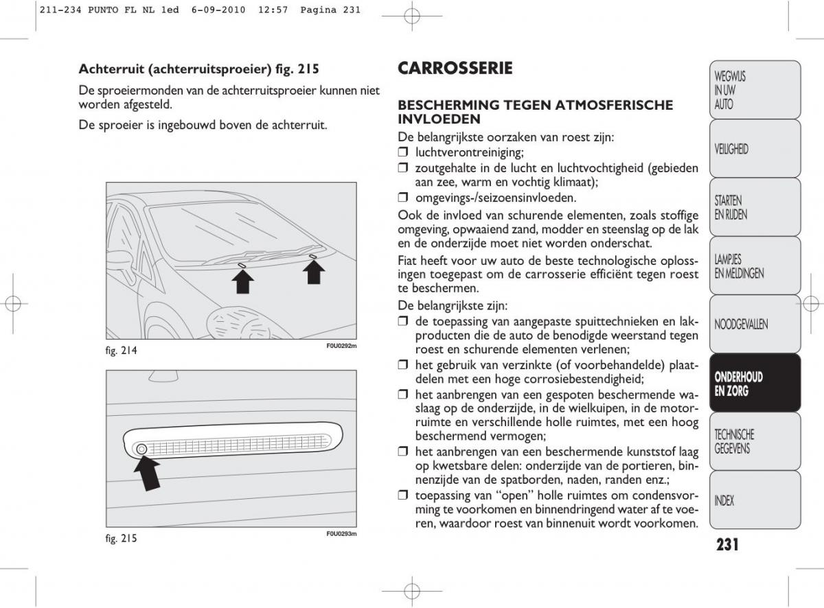 Fiat Punto Evo handleiding / page 233