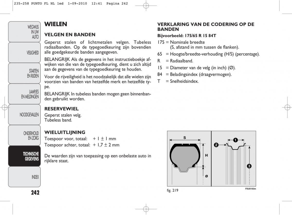 Fiat Punto Evo handleiding / page 244