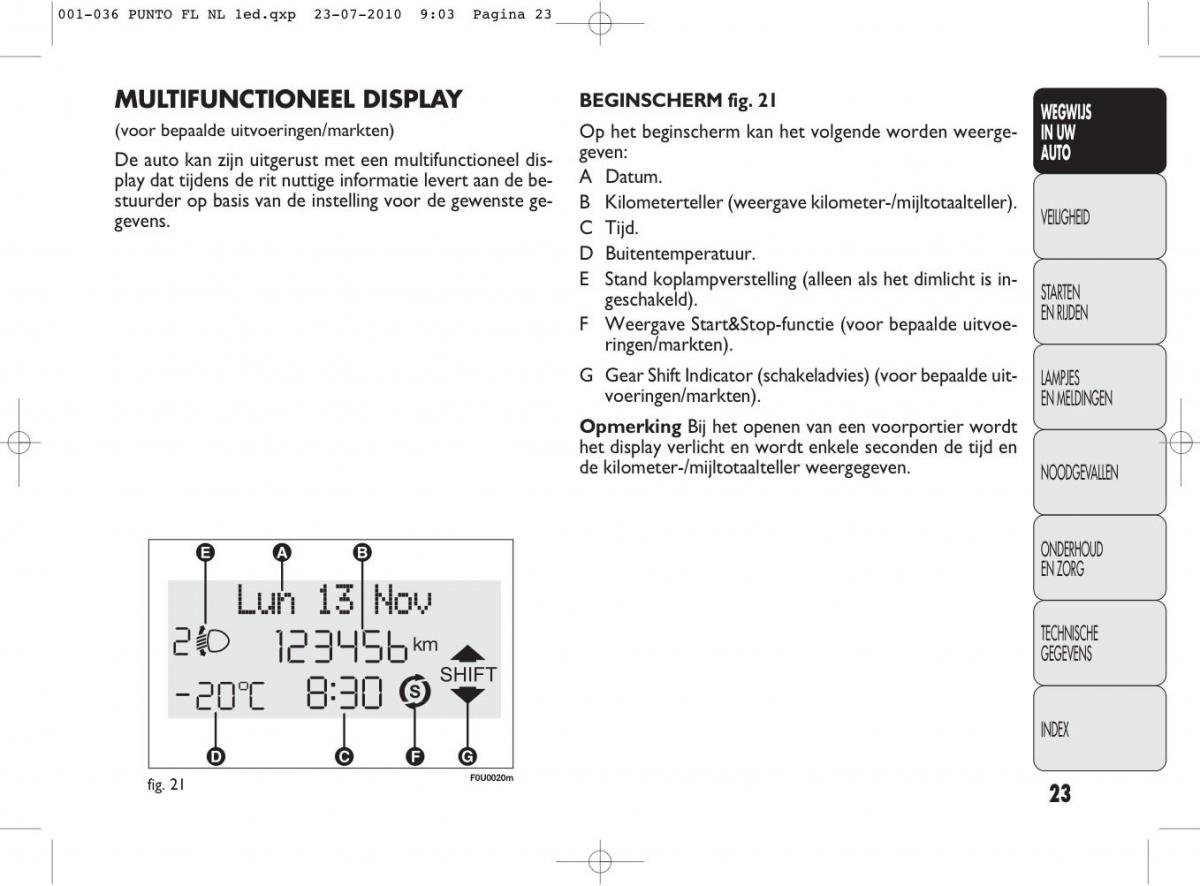 Fiat Punto Evo handleiding / page 25