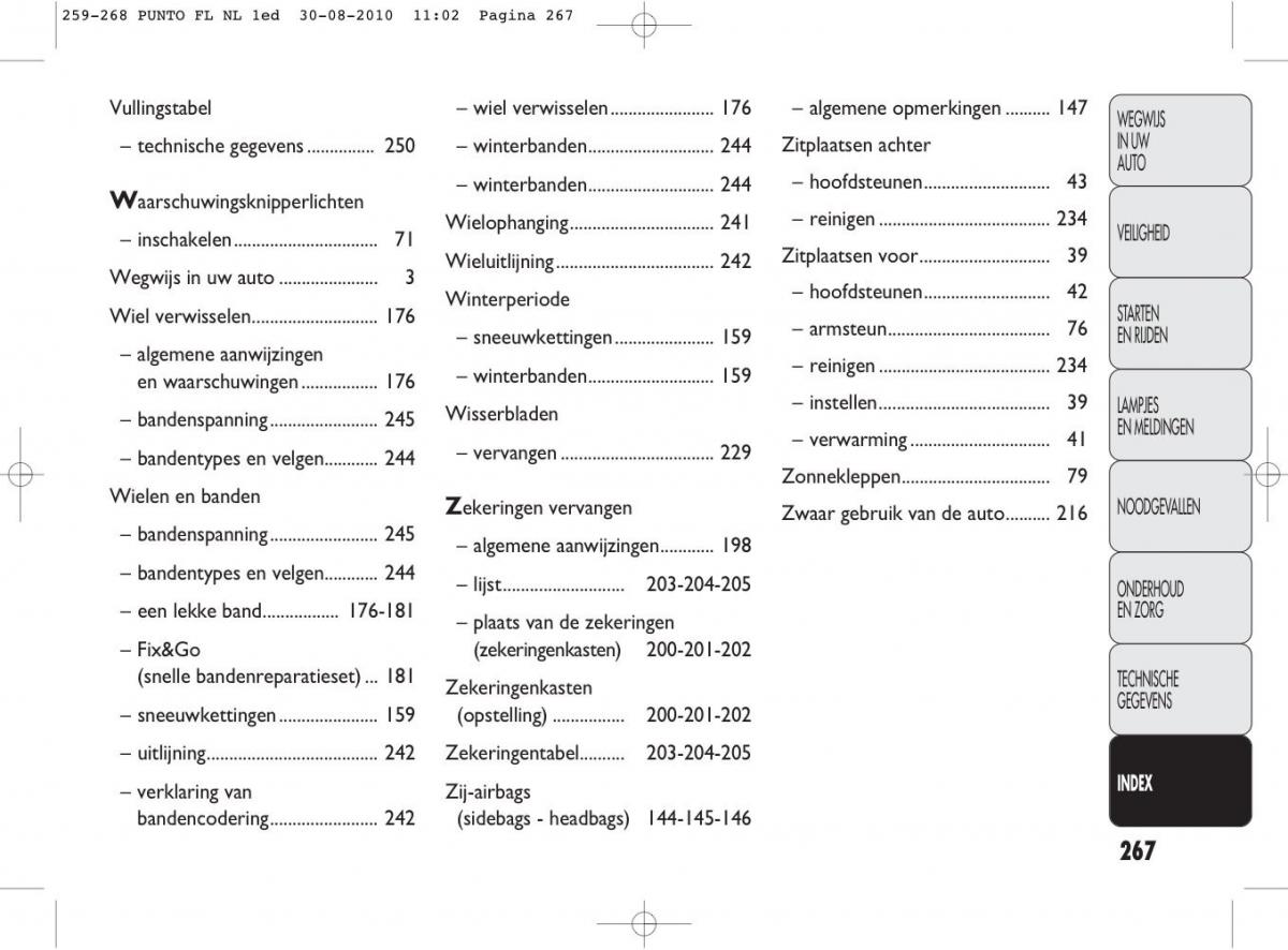 Fiat Punto Evo handleiding / page 269