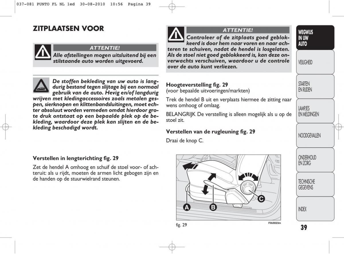 Fiat Punto Evo handleiding / page 41