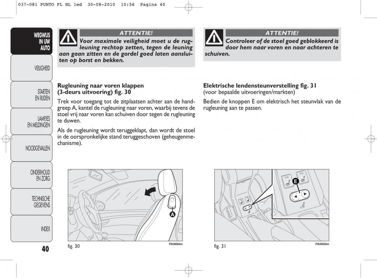 Fiat Punto Evo handleiding / page 42