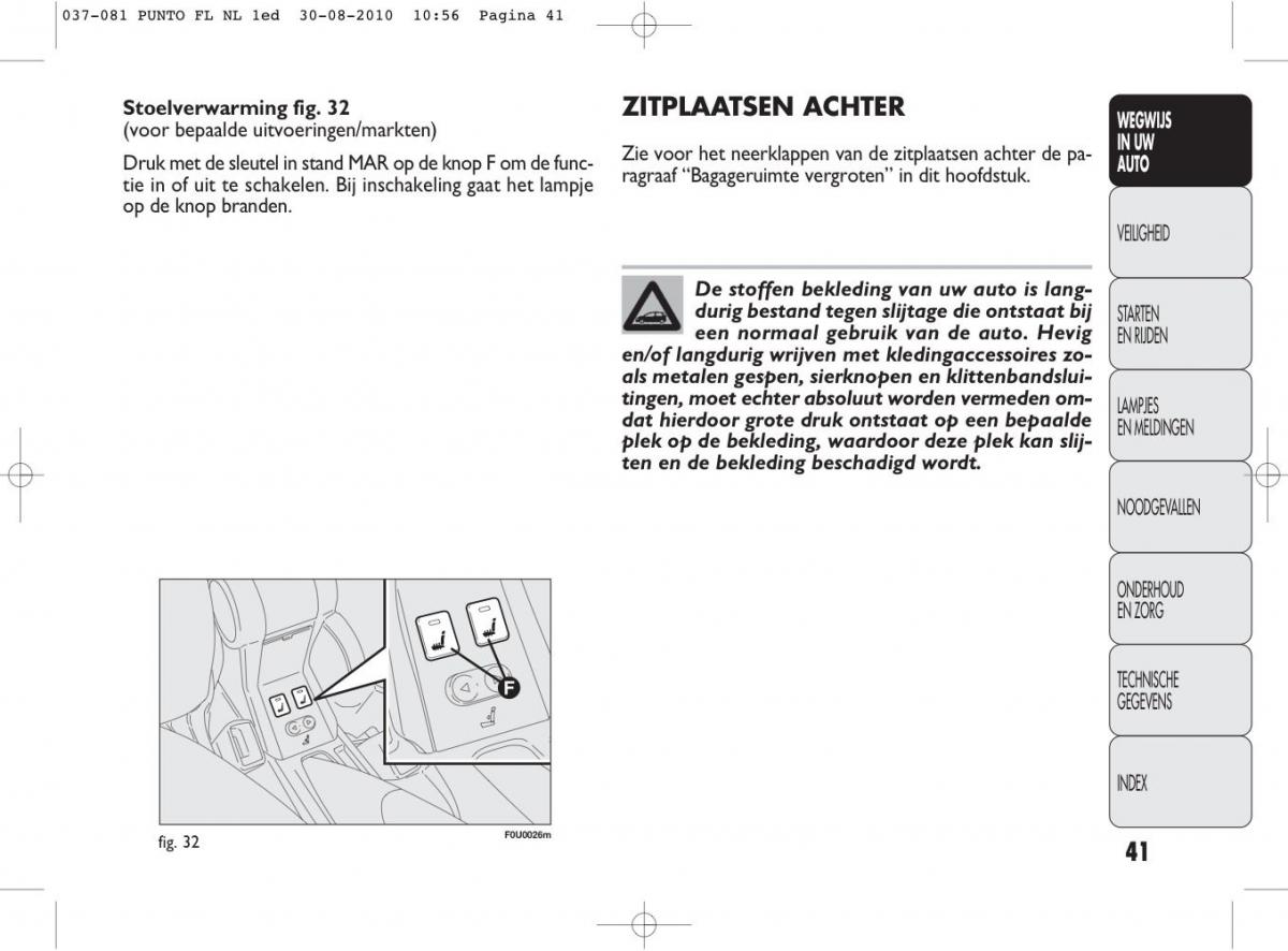 Fiat Punto Evo handleiding / page 43