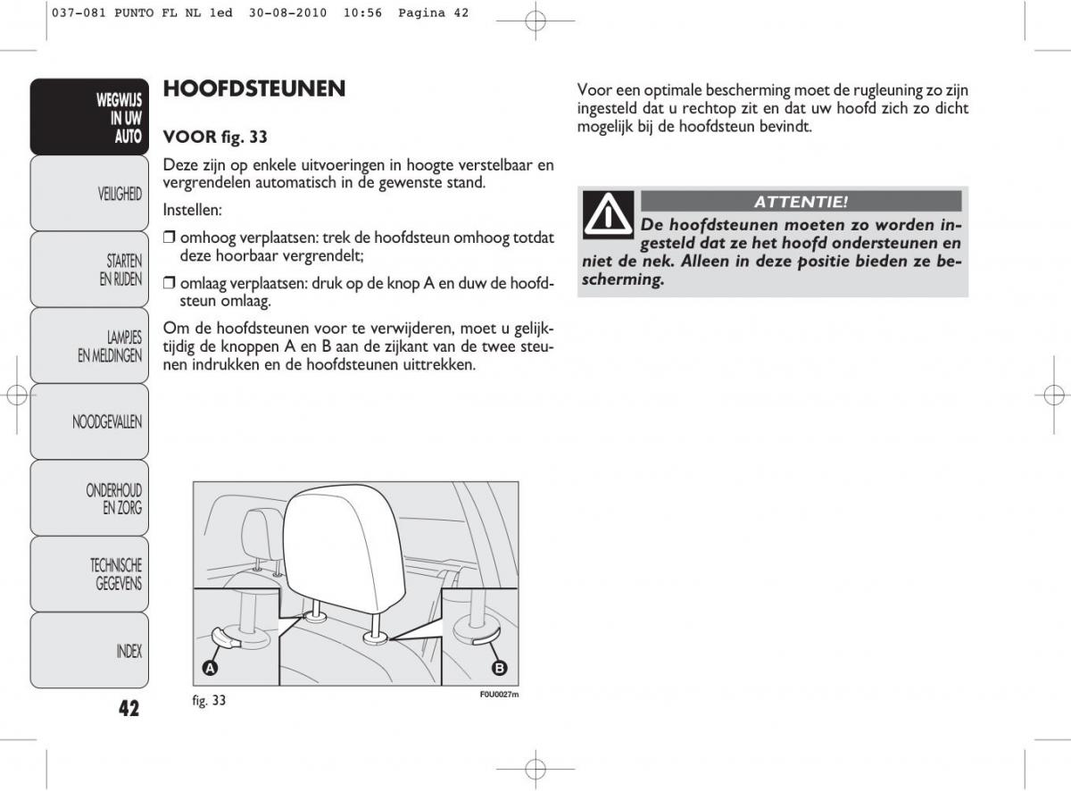 Fiat Punto Evo handleiding / page 44