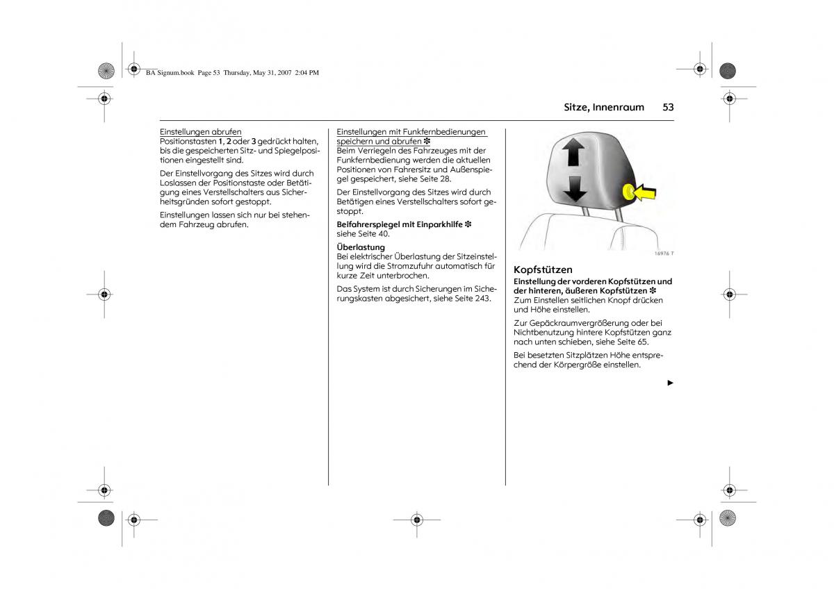 Opel Signum C Vauxhall Handbuch / page 57