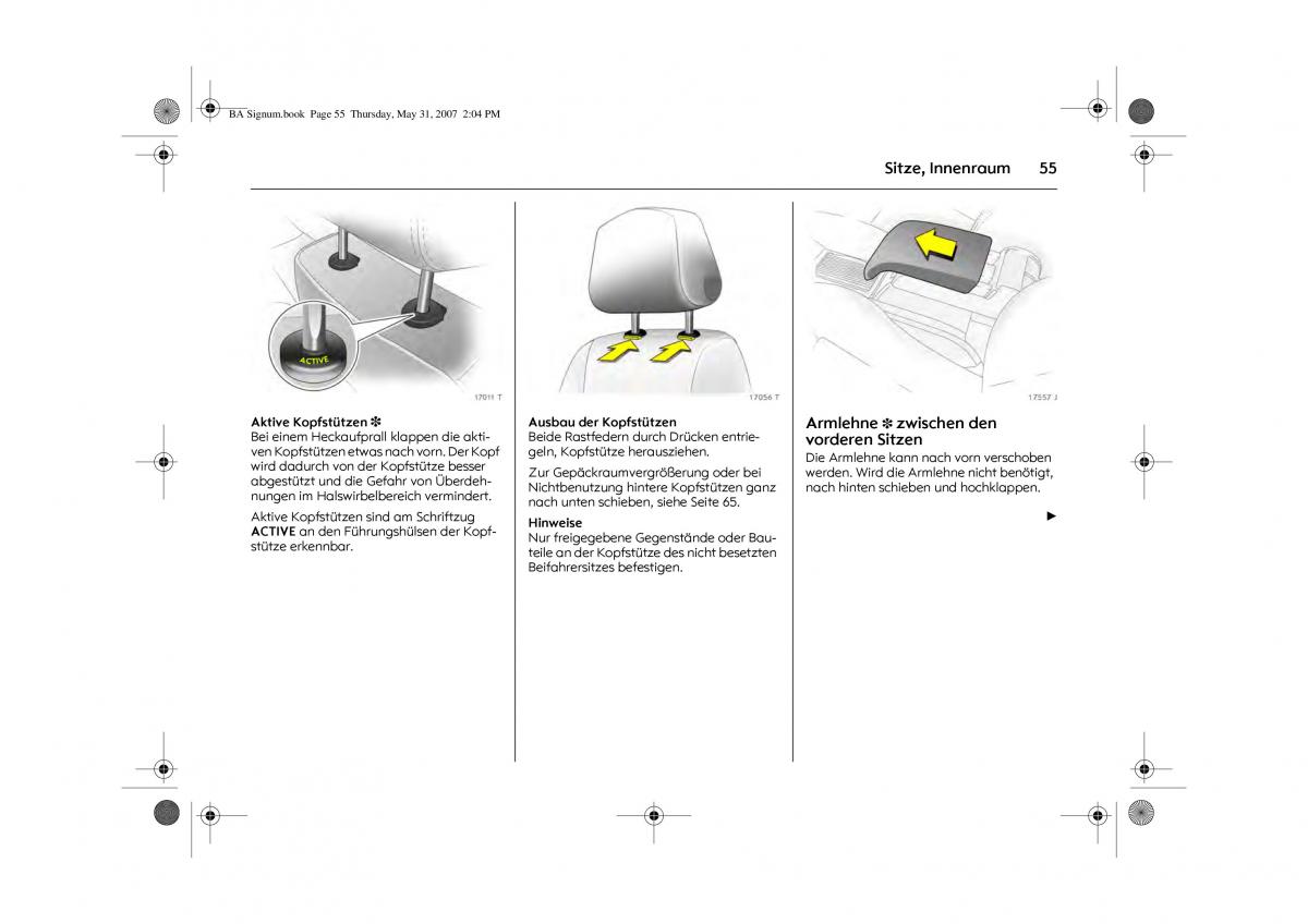 Opel Signum C Vauxhall Handbuch / page 59