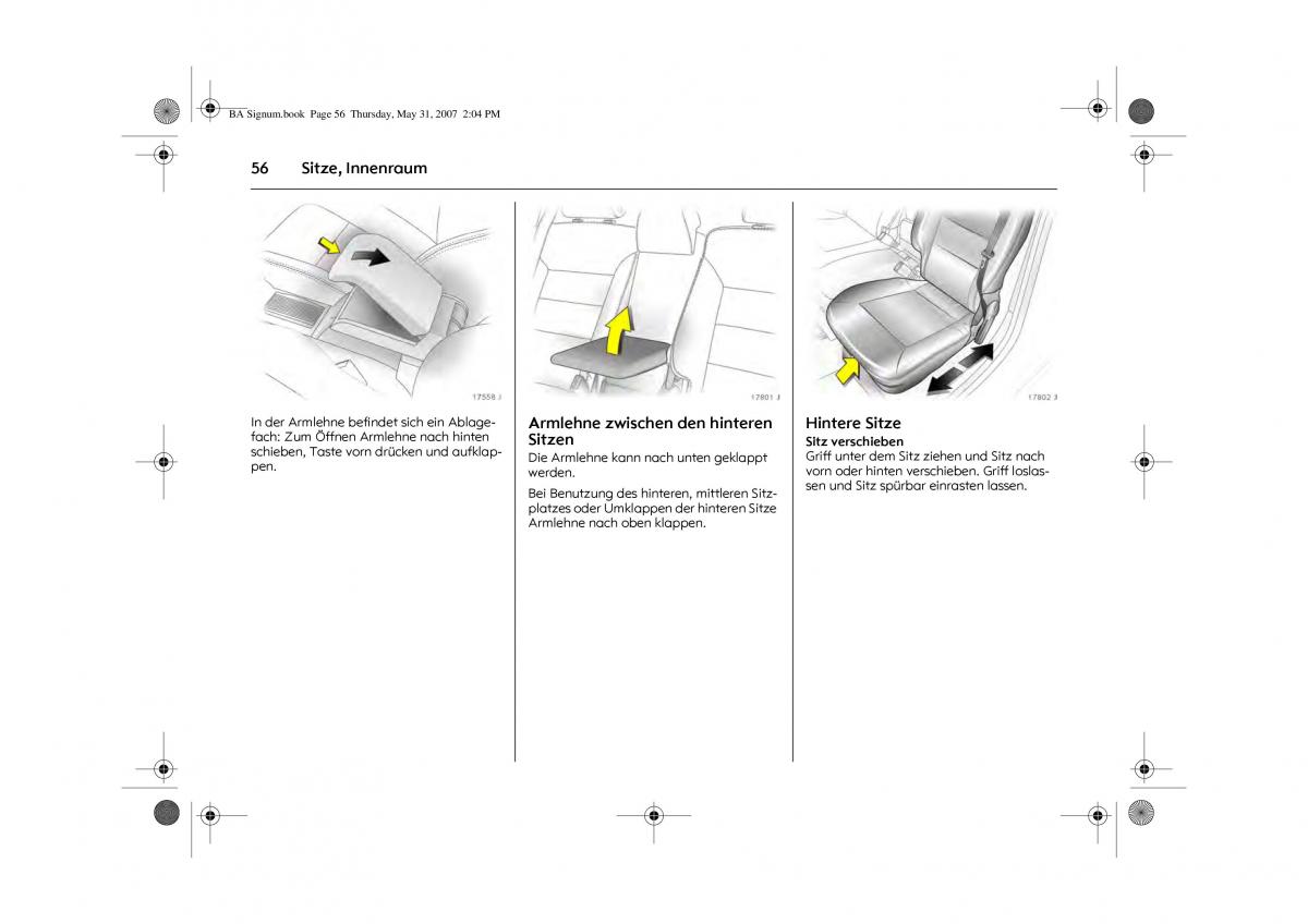 Opel Signum C Vauxhall Handbuch / page 60