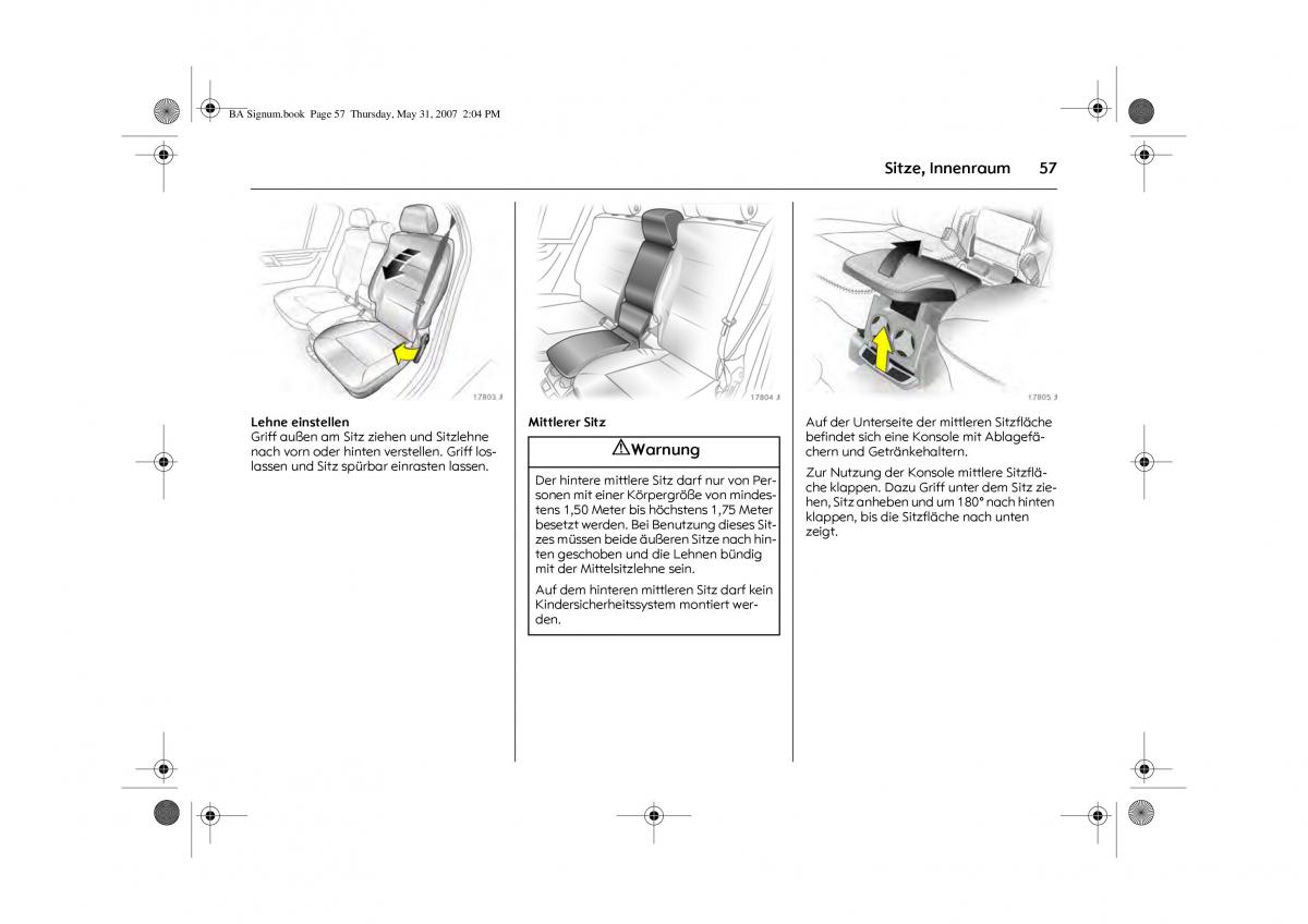 Opel Signum C Vauxhall Handbuch / page 61