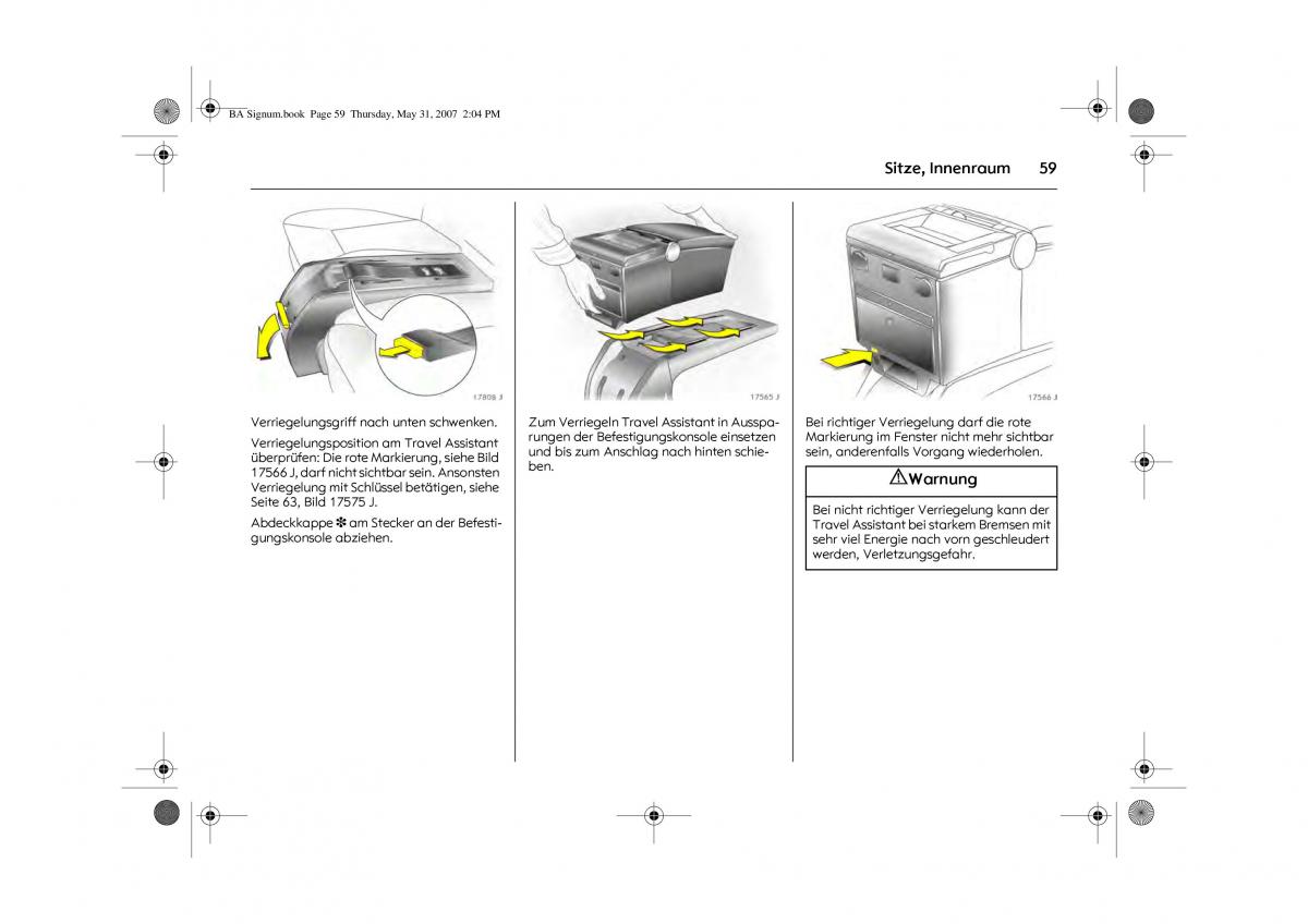 Opel Signum C Vauxhall Handbuch / page 63