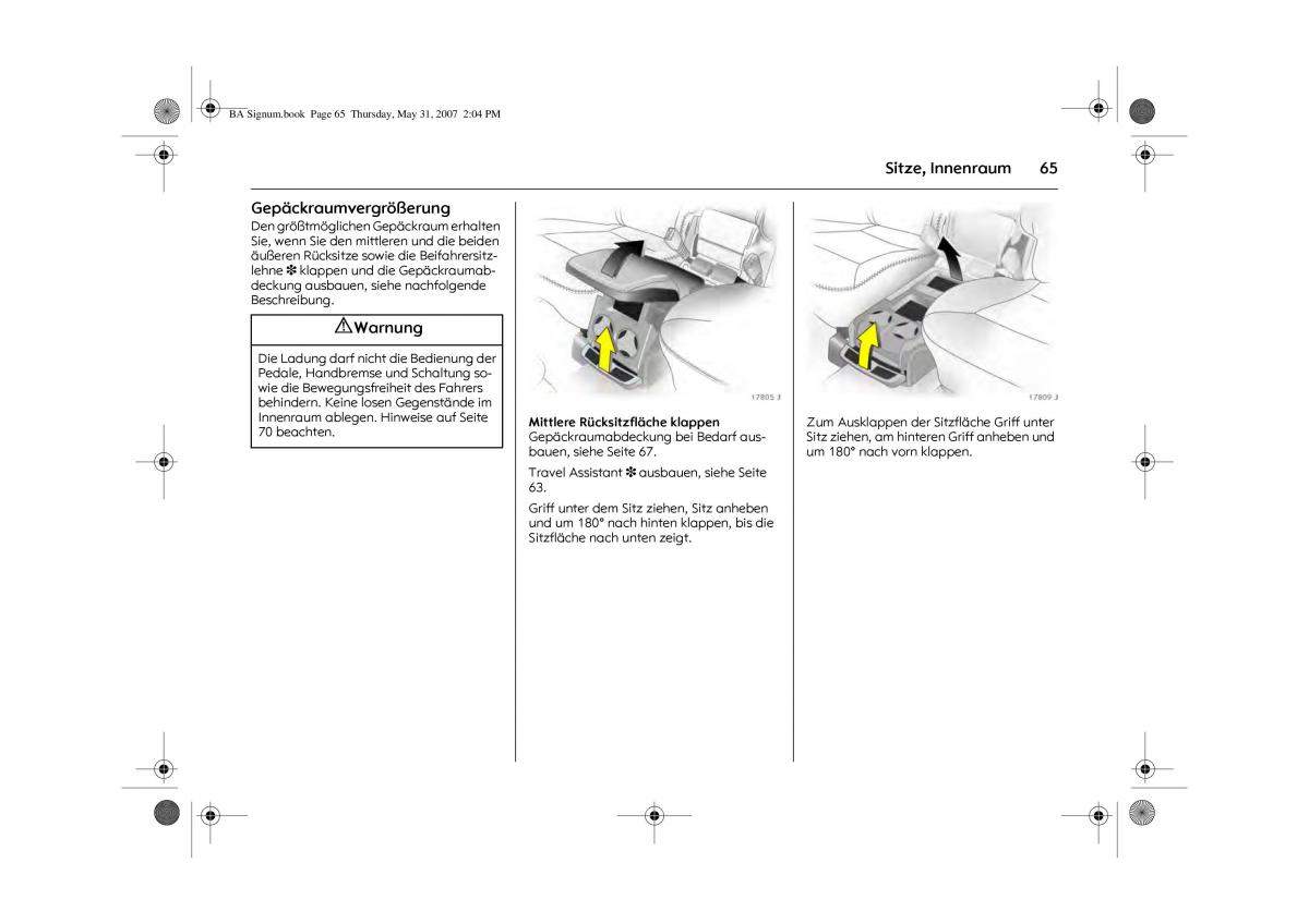 Opel Signum C Vauxhall Handbuch / page 69