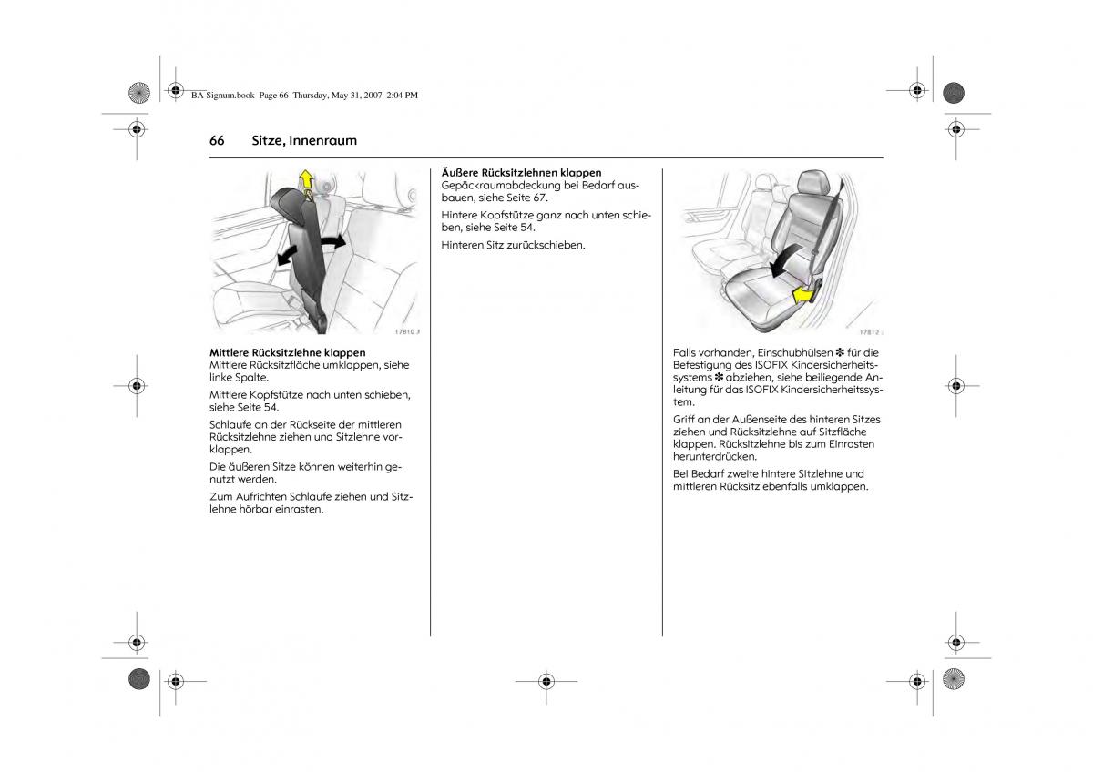 Opel Signum C Vauxhall Handbuch / page 70