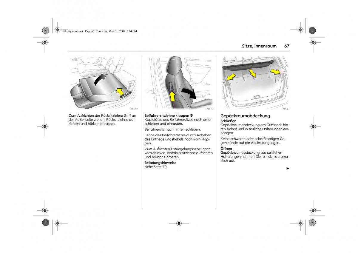 Opel Signum C Vauxhall Handbuch / page 71