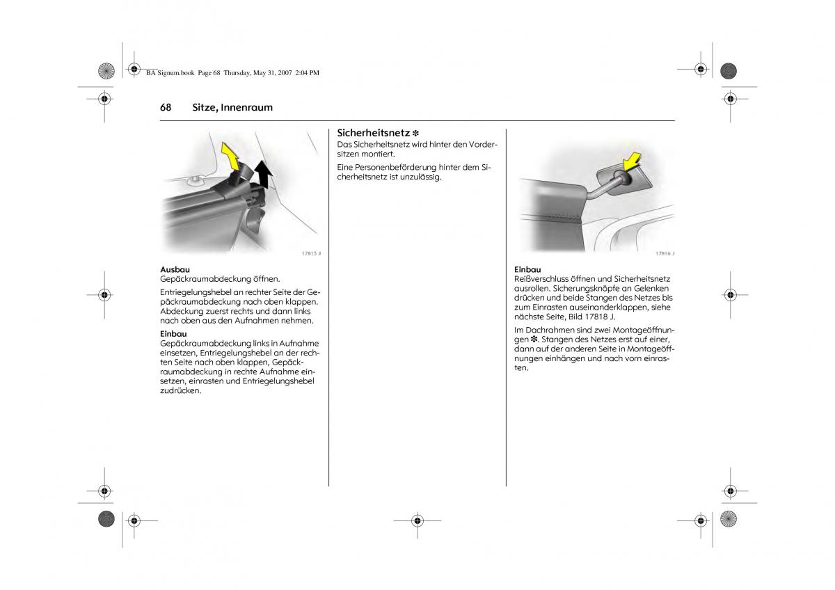 Opel Signum C Vauxhall Handbuch / page 72