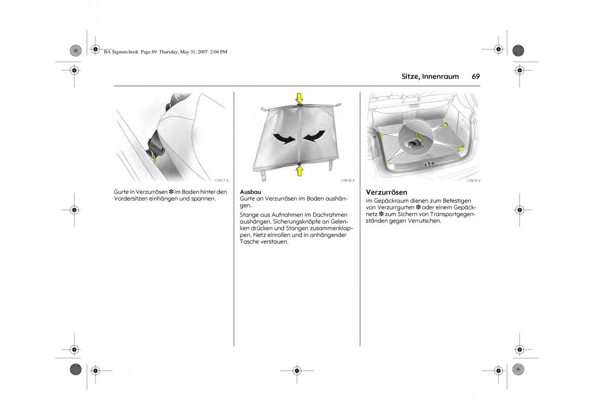 Opel Signum C Vauxhall Handbuch / page 73