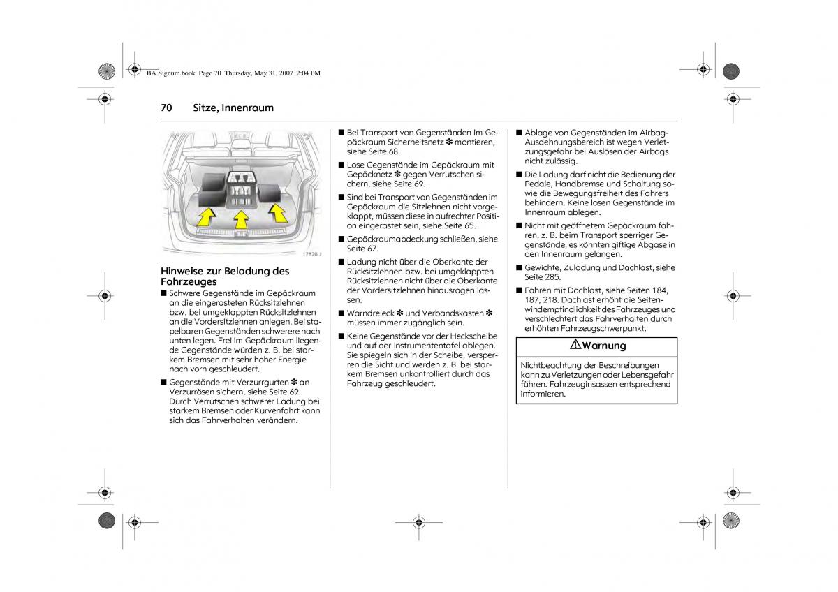 Opel Signum C Vauxhall Handbuch / page 74