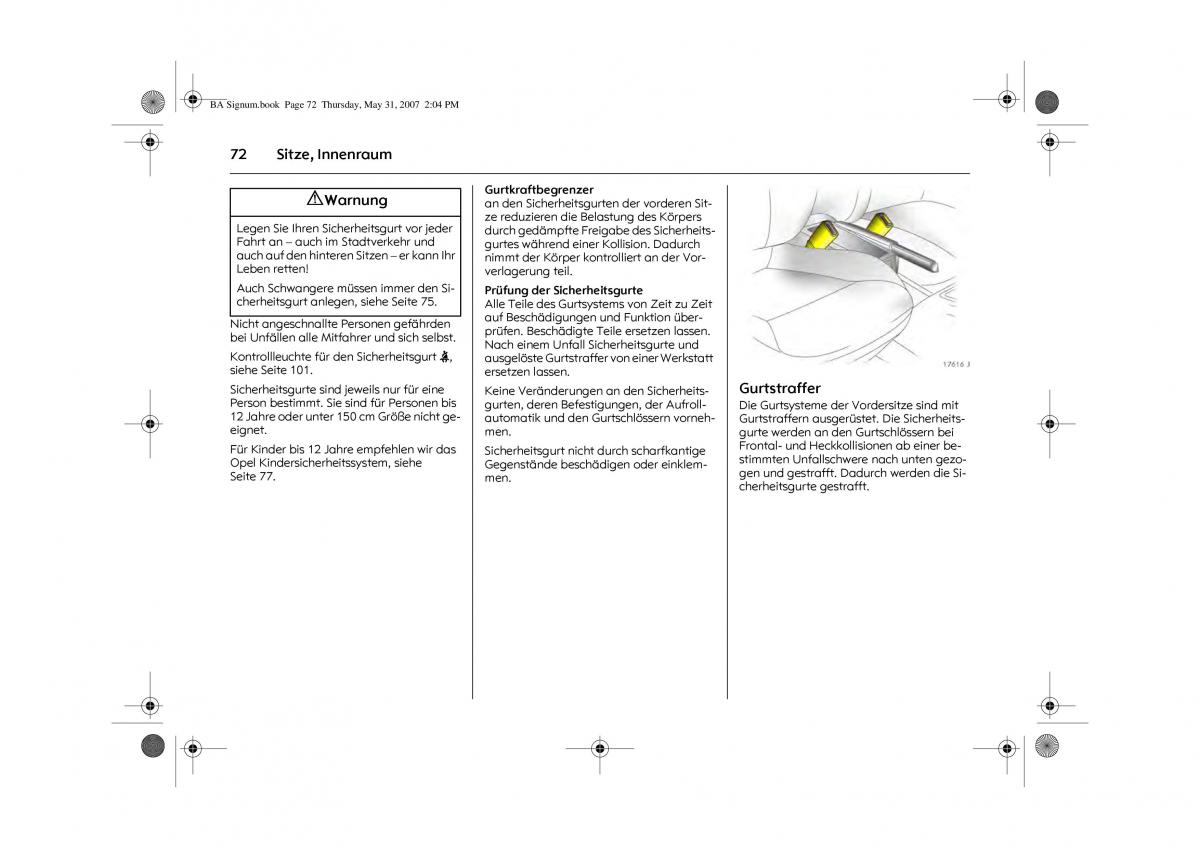 Opel Signum C Vauxhall Handbuch / page 76