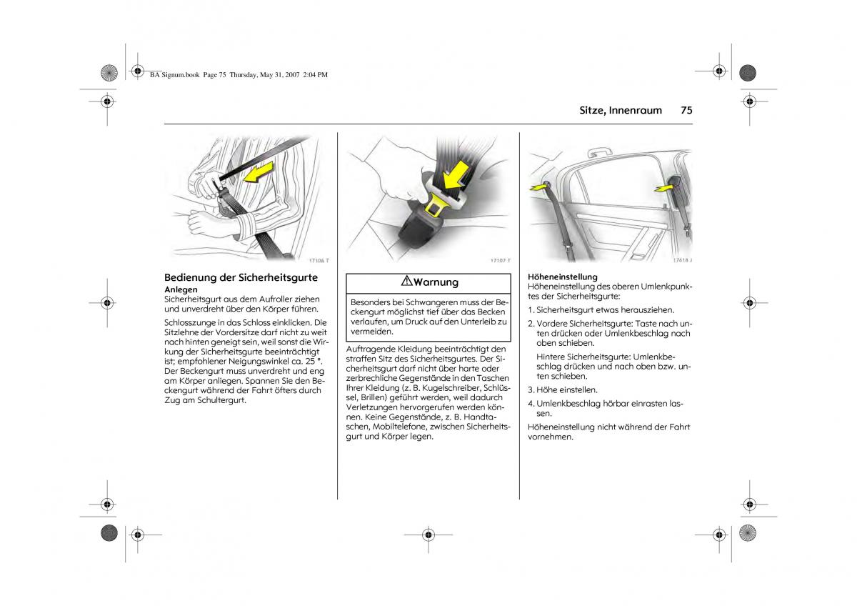 Opel Signum C Vauxhall Handbuch / page 79