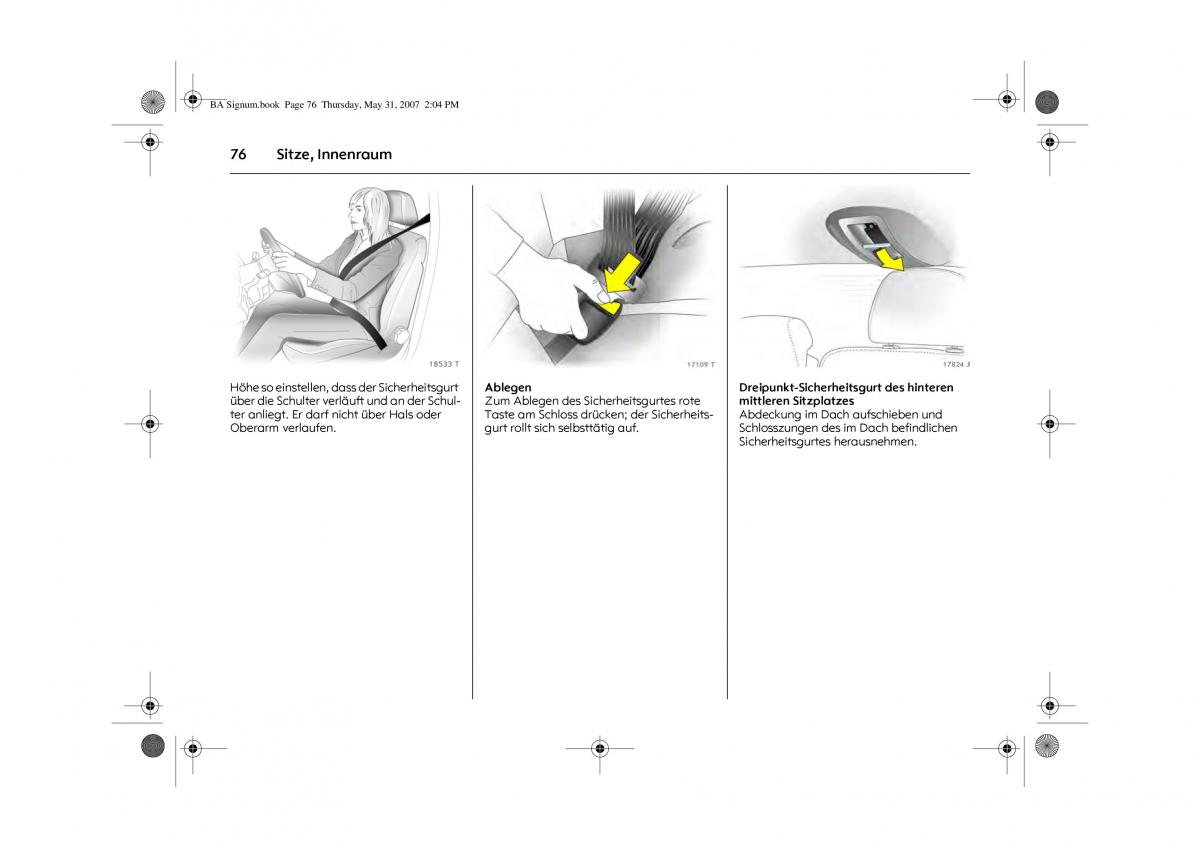 Opel Signum C Vauxhall Handbuch / page 80