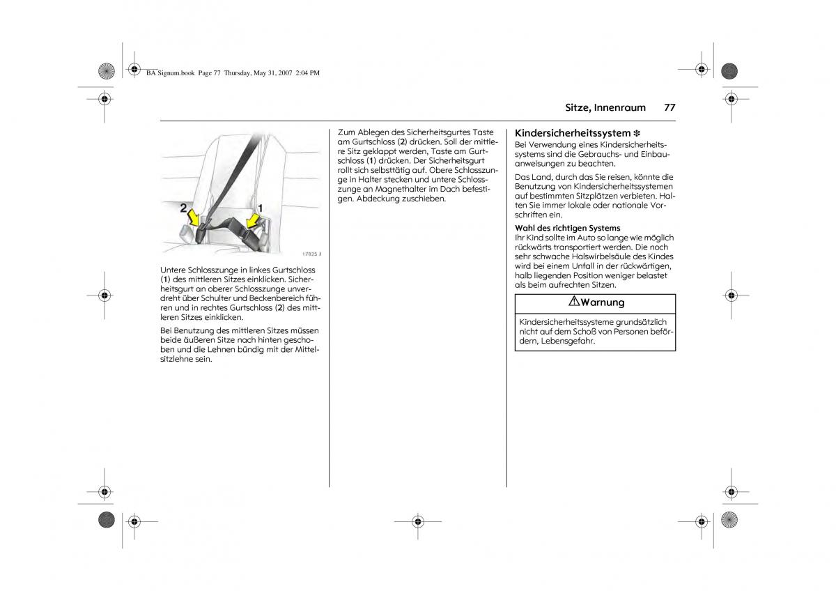 Opel Signum C Vauxhall Handbuch / page 81