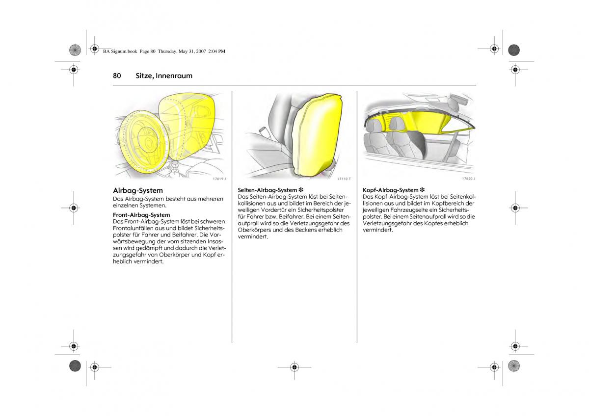 Opel Signum C Vauxhall Handbuch / page 84