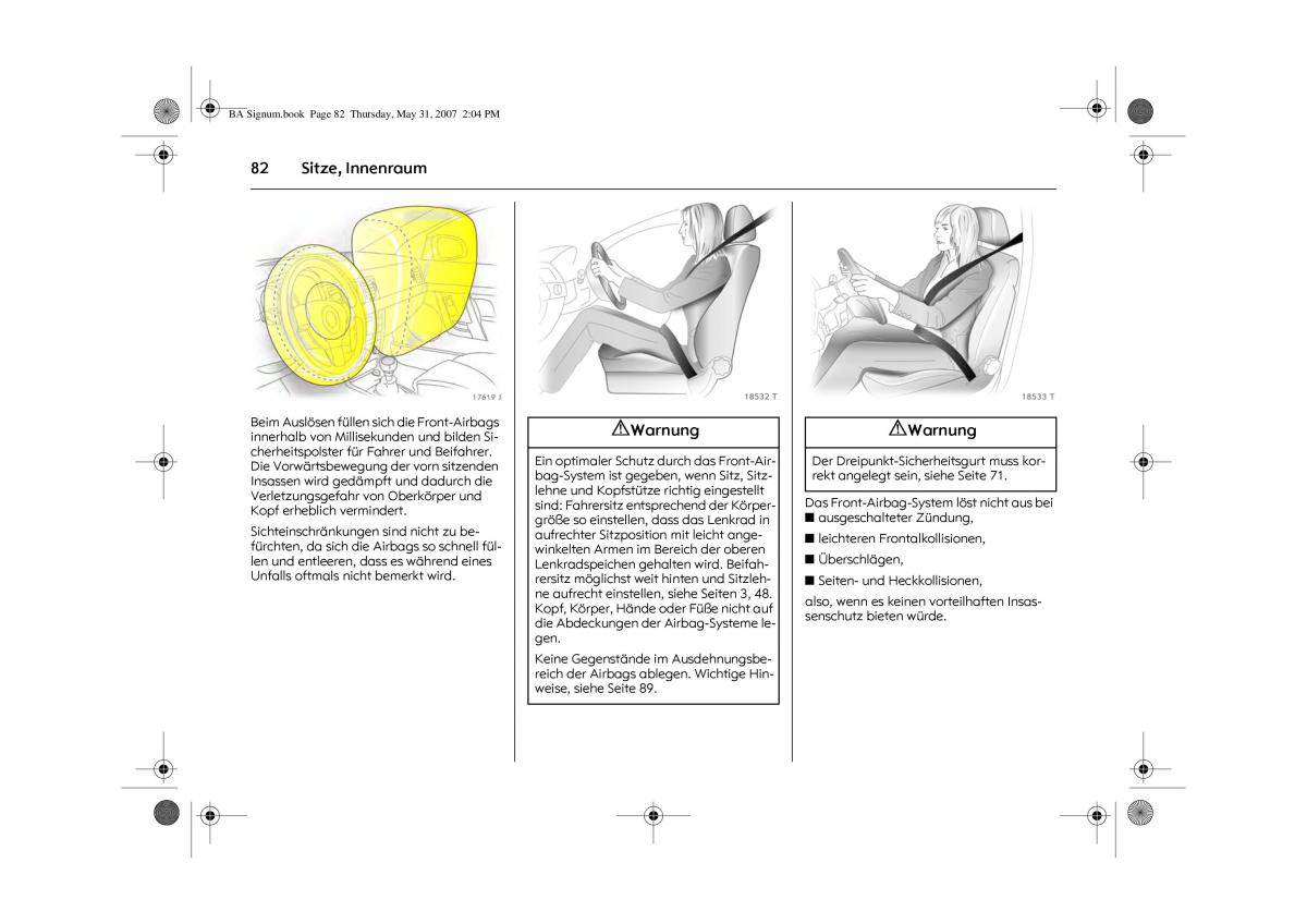 Opel Signum C Vauxhall Handbuch / page 86