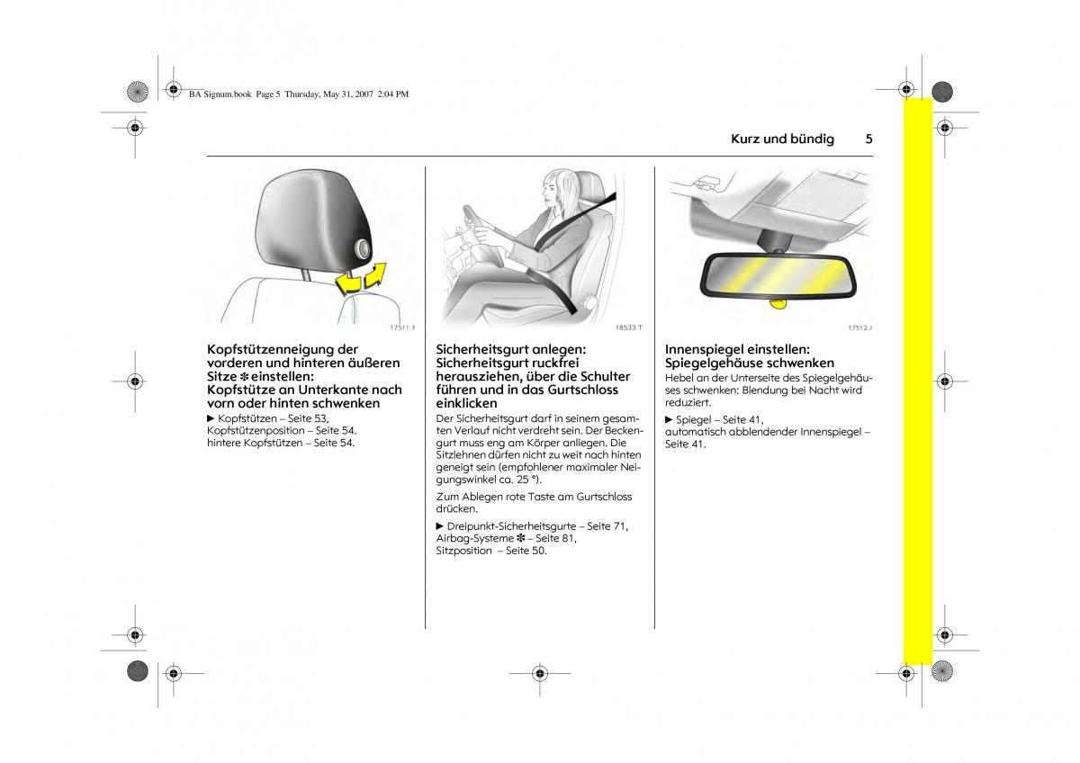 Opel Signum C Vauxhall Handbuch / page 9