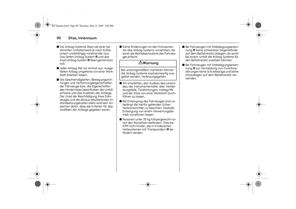 Opel Signum C Vauxhall Handbuch / page 94