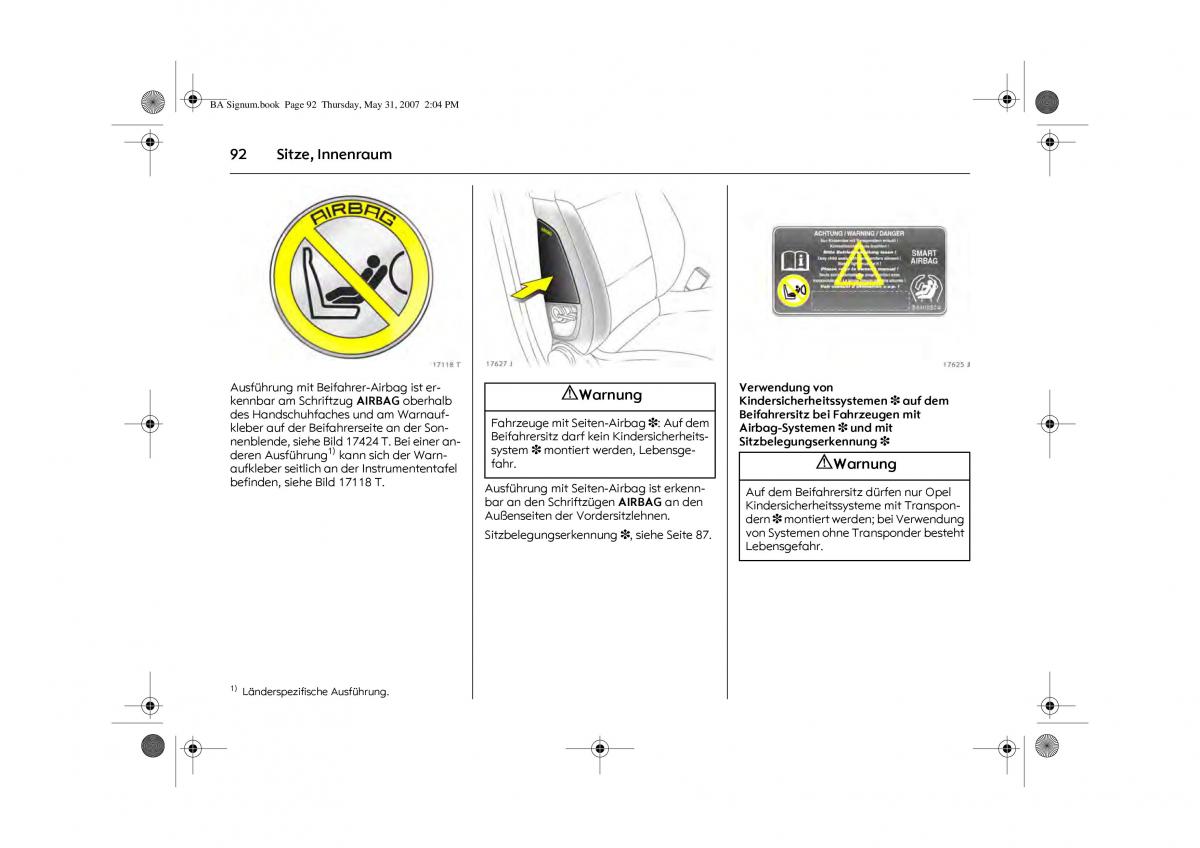 Opel Signum C Vauxhall Handbuch / page 96