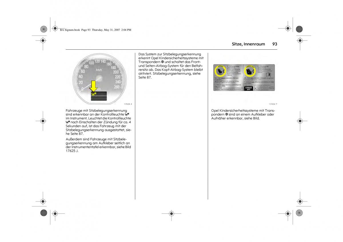 Opel Signum C Vauxhall Handbuch / page 97