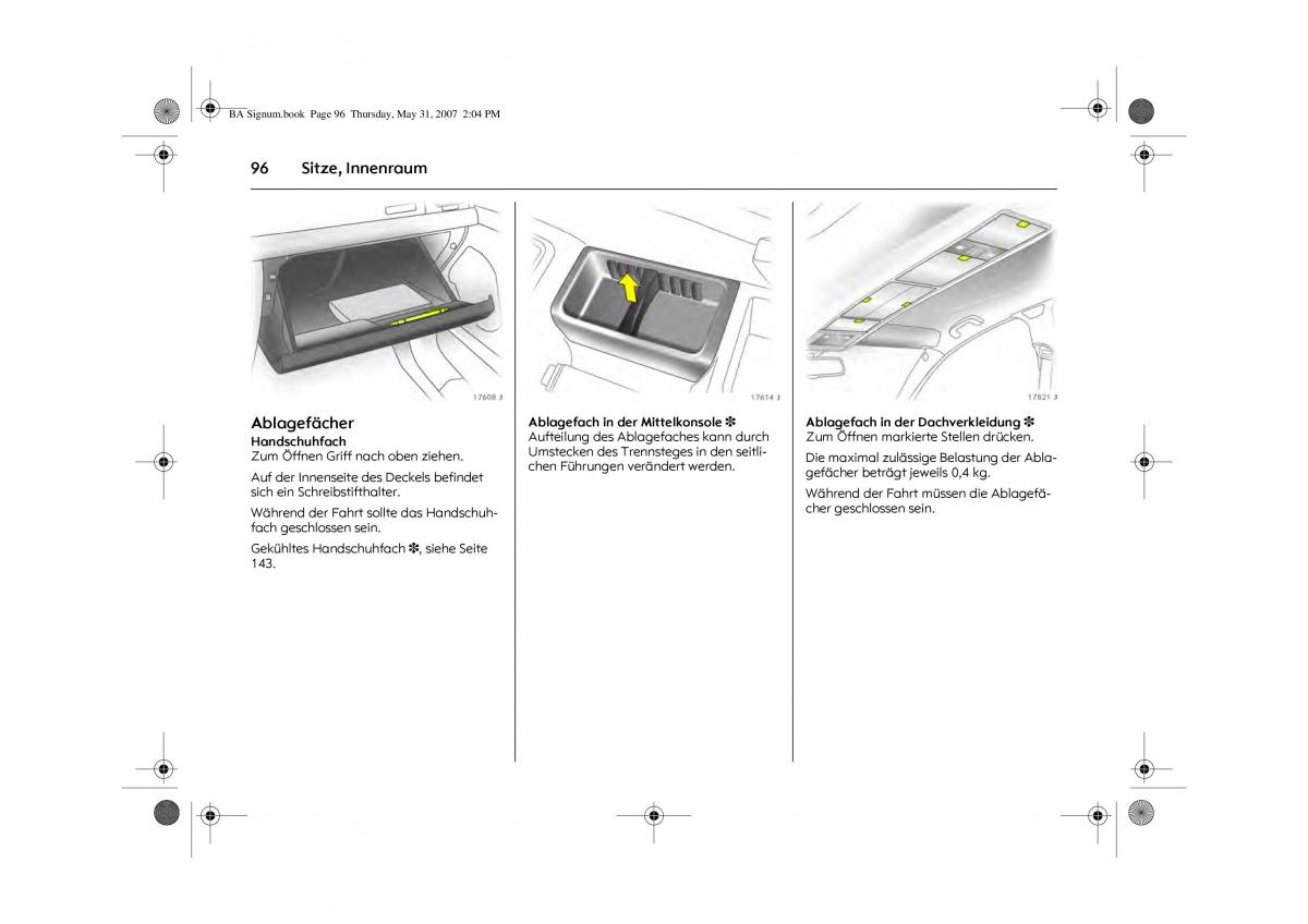 Opel Signum C Vauxhall Handbuch / page 100