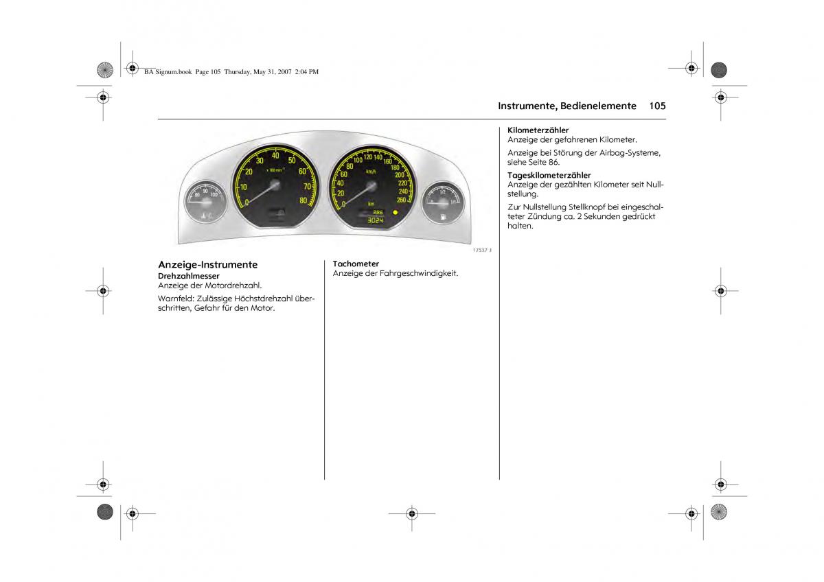 Opel Signum C Vauxhall Handbuch / page 109