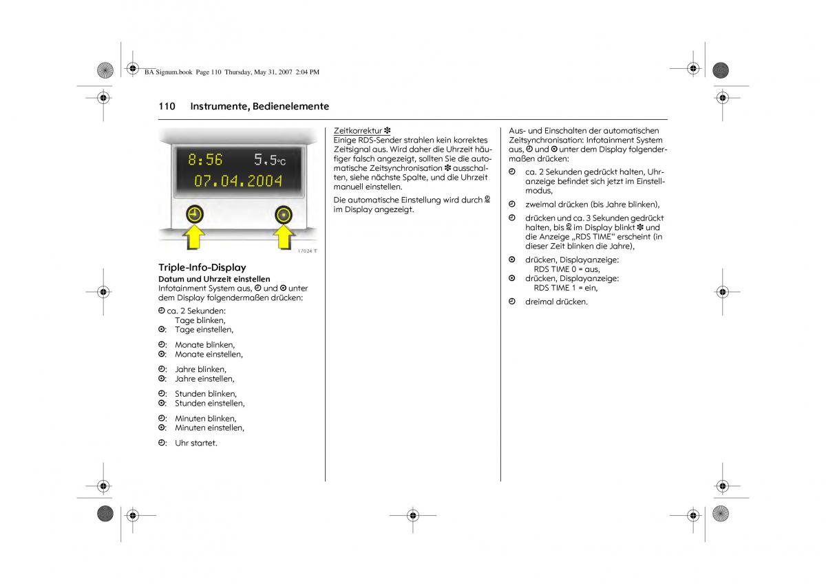 Opel Signum C Vauxhall Handbuch / page 114