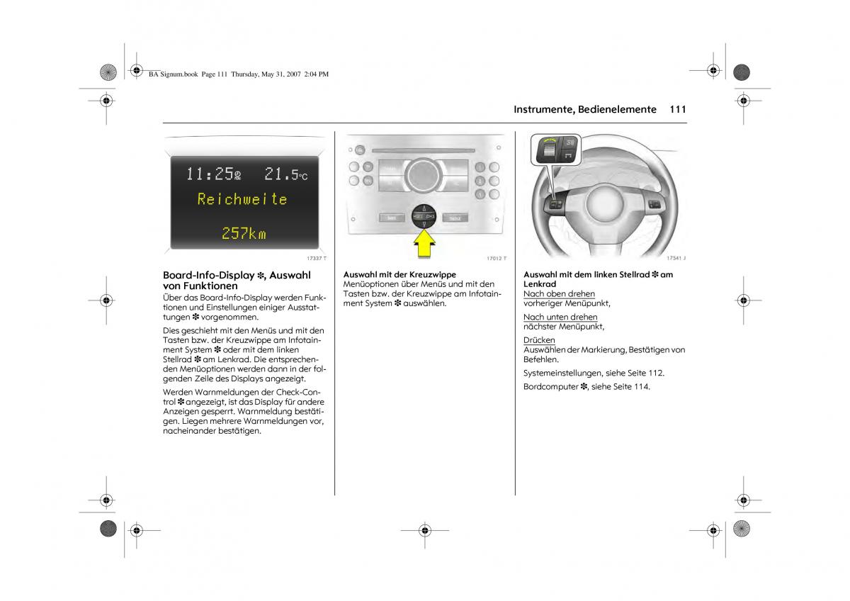 Opel Signum C Vauxhall Handbuch / page 115