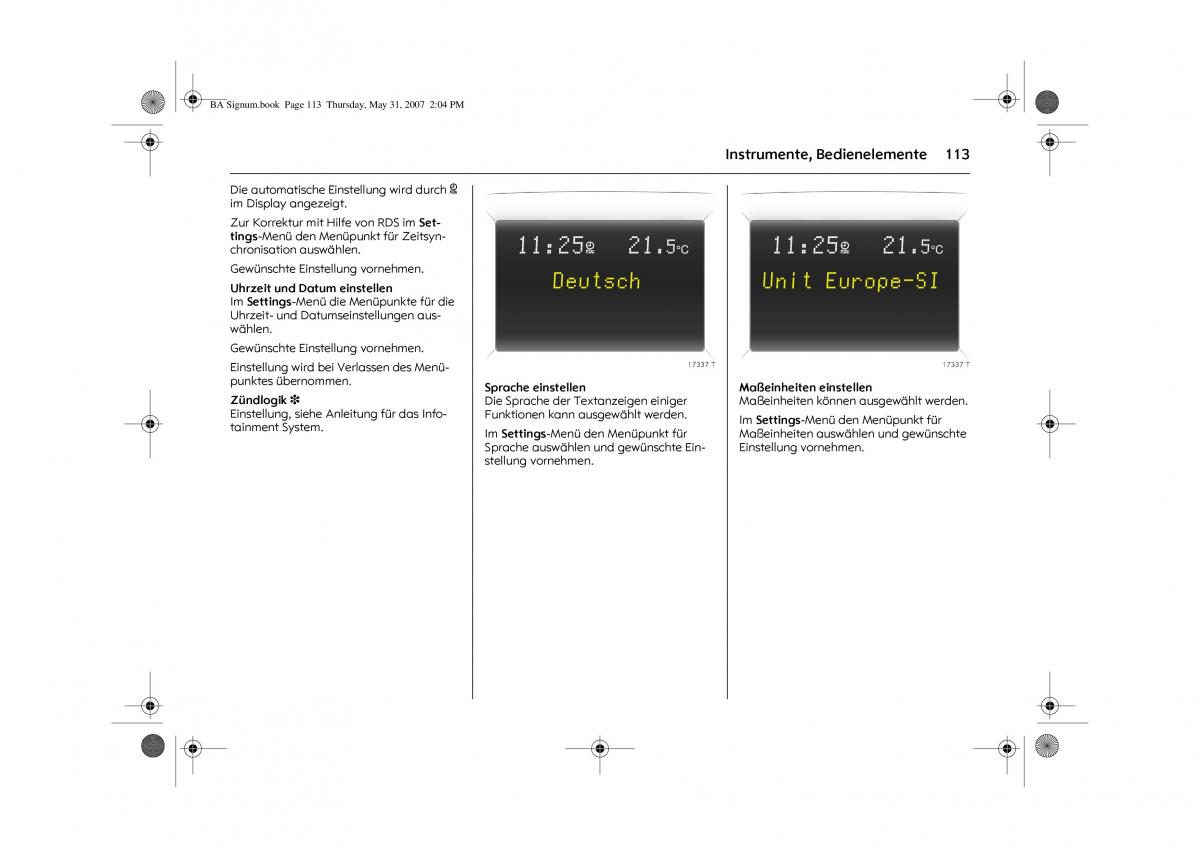 Opel Signum C Vauxhall Handbuch / page 117