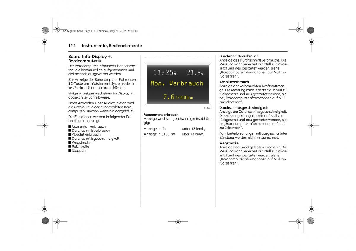 Opel Signum C Vauxhall Handbuch / page 118