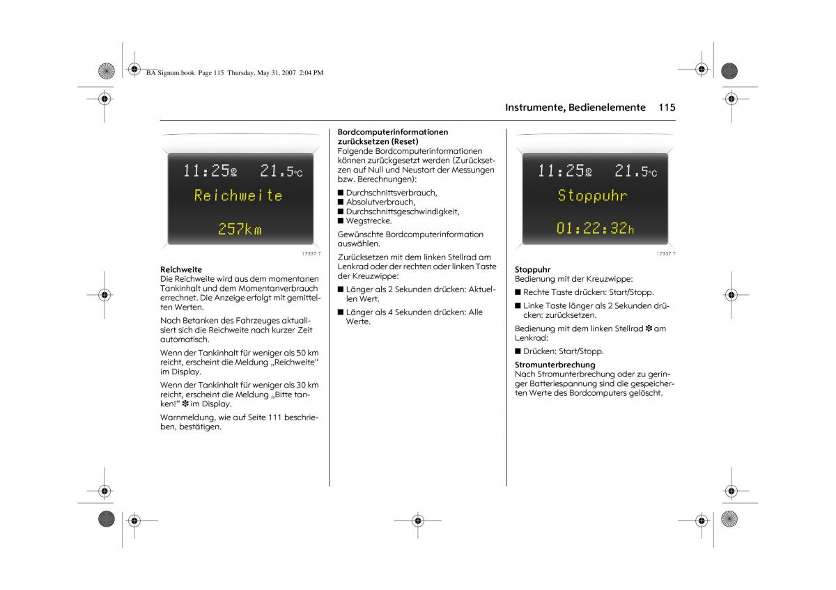 Opel Signum C Vauxhall Handbuch / page 119