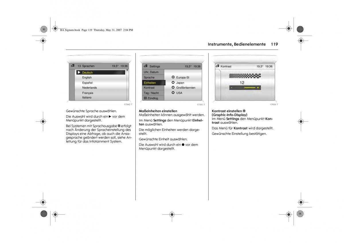 Opel Signum C Vauxhall Handbuch / page 123