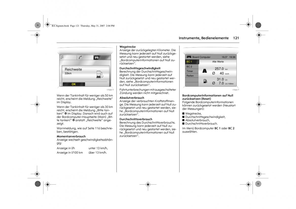 Opel Signum C Vauxhall Handbuch / page 125