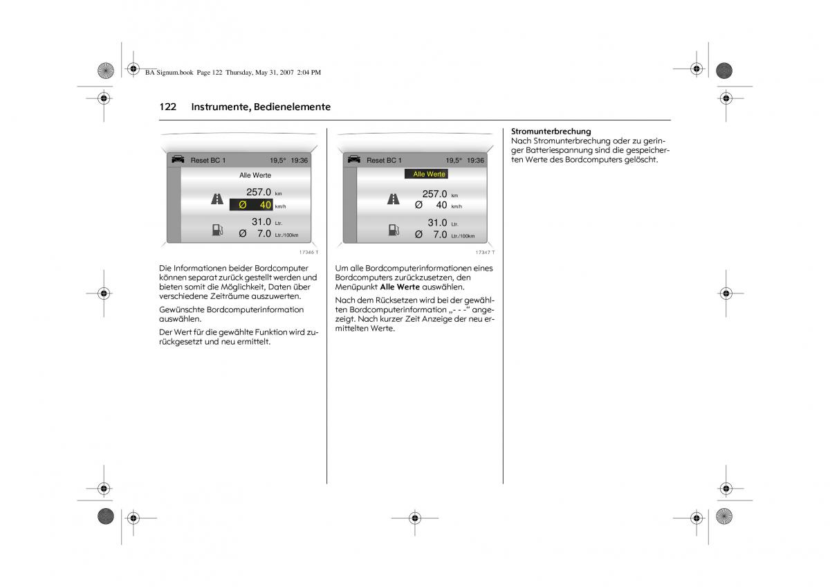 Opel Signum C Vauxhall Handbuch / page 126